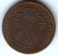 2 сантима 1871 г. редкий год Бельгия