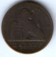 2 сантима 1862 г. редкий год Бельгия
