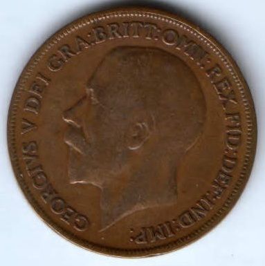 1 пенни 1916 г. Великобритания