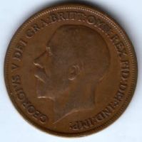 1 пенни 1916 г. Великобритания