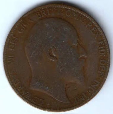 1 пенни 1907 г. Великобритания