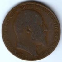 1 пенни 1907 г. Великобритания