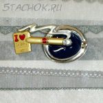 Брошь "Я люблю сигары" под серебро/золото/эмаль
