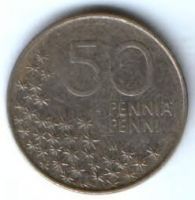 50 пенни 1990 г. Финляндия