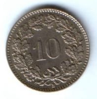 10 раппенов 1933 г. Швейцария