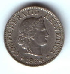 5 раппенов 1954 г. Швейцария