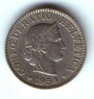 5 раппенов 1954 г. Швейцария