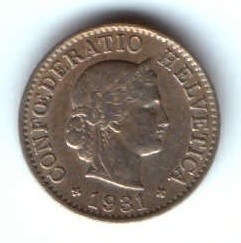 5 раппенов 1931 г. Швейцария