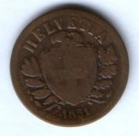 2 раппена 1851 г. Швейцария