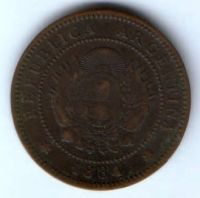 1 сентаво 1884 г. Аргентина