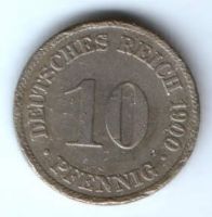 10 пфеннигов 1900 г. D Германия