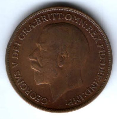 1 пенни 1915 г. Великобритания