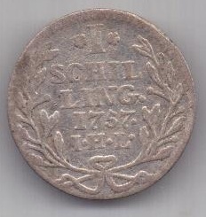 шиллинг 1757 г. Гамбург Германия