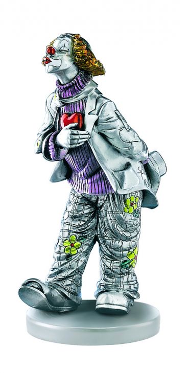 Серебряная коллекционная фигурка влюбленного клоуна (Италия)