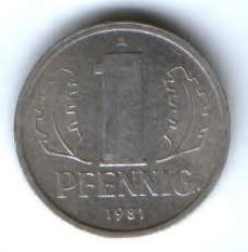 1 пфенниг 1981 г. Германия ГДР