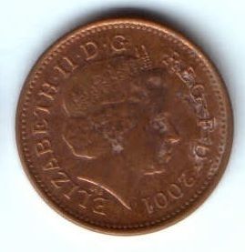 1 пенни 2001 г. Великобритания