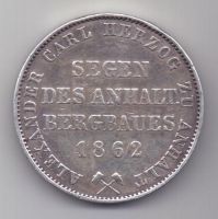 1 талер 1862 г. Анхальт. Германия