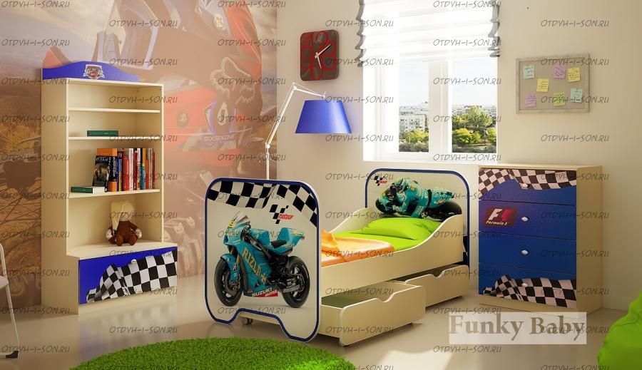 Детская комната Мотогонки №1