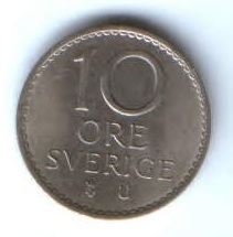 10 эре 1967 г. Швеция