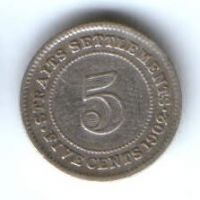5 центов 1902 г. Стрейтс Сетлментс