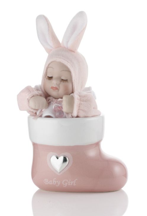 Музыкальный сапожок (розовый, голубой) с малышом в подарок ребенку и будущей маме (Италия)