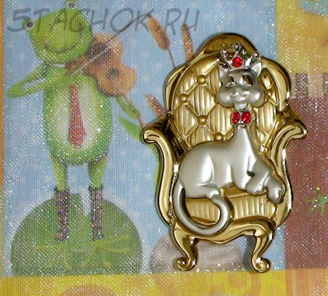 Брошь "Королева-кошка" под золото/серебро/стразы