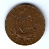 1/2 пенни 1953 г. Великобритания