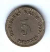 5 пфеннигов 1899 г. E Германия