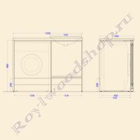 Схема тумбы под компактную машину (глубина 600 мм)