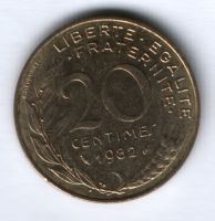 20 сантимов 1982 г. Франция