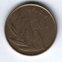 20 франков 1993 г. Бельгия