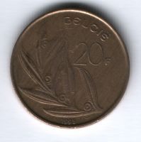 20 франков 1993 г. Бельгия