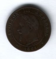 2 сантима 1861 г. BB Франция