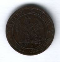 2 сантима 1861 г. BB Франция