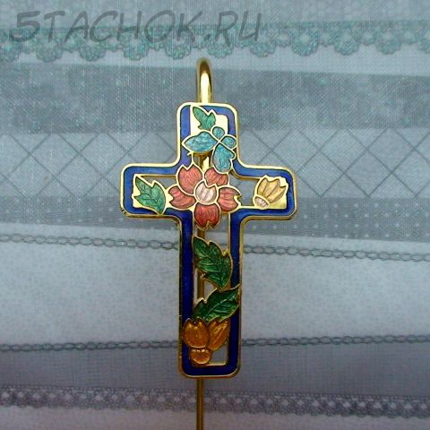 Закладка для Библии под золото/клуазоне/синяя