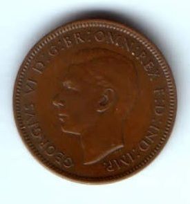 1 фартинг 1940 г. Великобритания