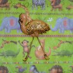 Брошь "Розовый фламинго" под золото/стразы/эмаль