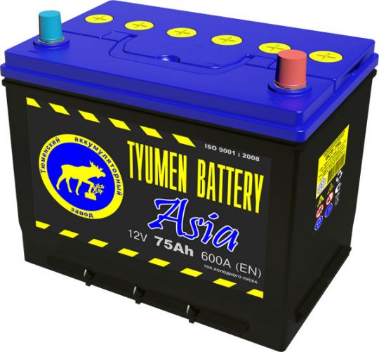 Автомобильный аккумулятор АКБ Тюмень (TYUMEN BATTERY) ASIA 6CT-75L 75Aч О.П. нижнее крепление