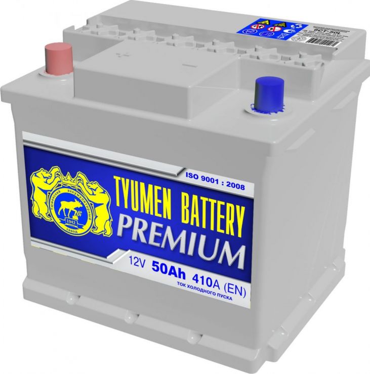 Автомобильный аккумулятор АКБ Тюмень Премиум (TYUMEN BATTERY) PREMIUM 6СТ-50L 50Aч П.П.
