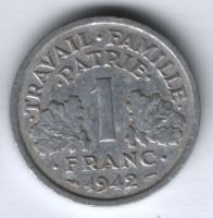 1 франк 1942 г. Франция
