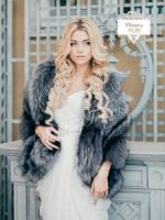 Манто, пончо из серебристо-черной лисы натуральный мех купить Москва Weddingfur.ru