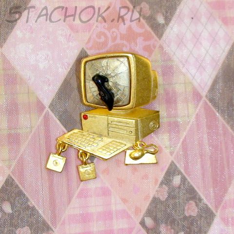 Брошь "Трудный день в офисе" под золото,олово