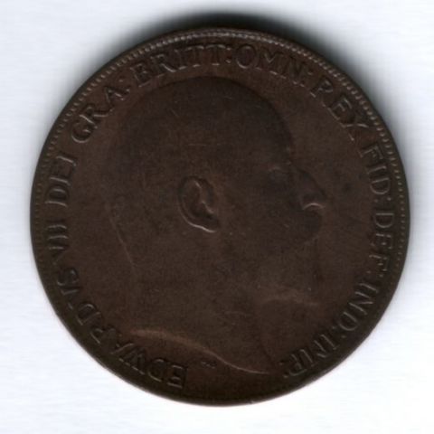 1 пенни 1910 г. XF- Великобритания