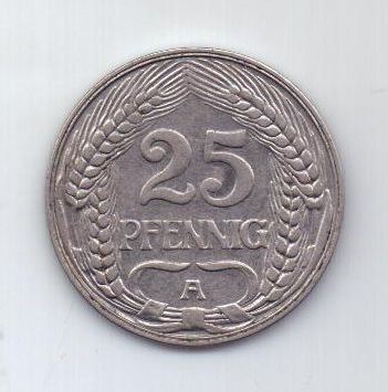 25 пфеннигов 1910 г. Германия