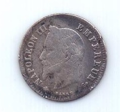 20 сантим 1866 г. редкий год. Франция