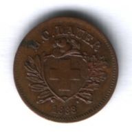 2 раппена 1888 г. редкий год Швейцария