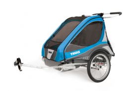 Коляска Thule Chariot Captain2/Капитан2, в комплекте с велосцепкой, голубой