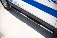 Пороги труба d75х42 овал с накладками VolksWagen Tiguan Sport & Style (Trend & Fun) 2011-