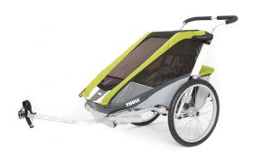 Коляска Thule Chariot Cougar2/Кугар2, в комплекте с велосцепкой, авокадо, 14-