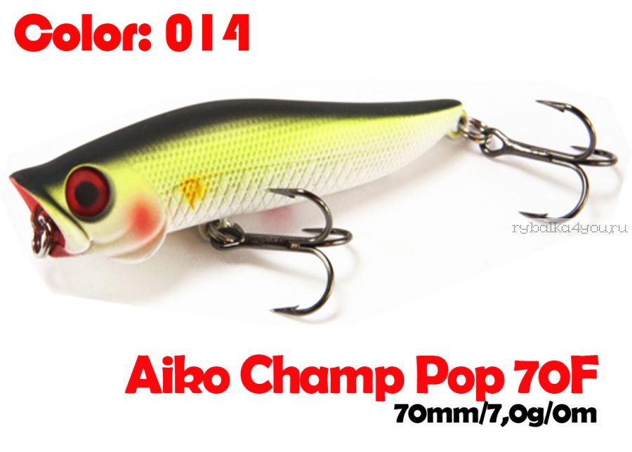 Воблер Aiko CHAMP popper 70F 70 мм / 7 гр / поверхностный / цвет - 014